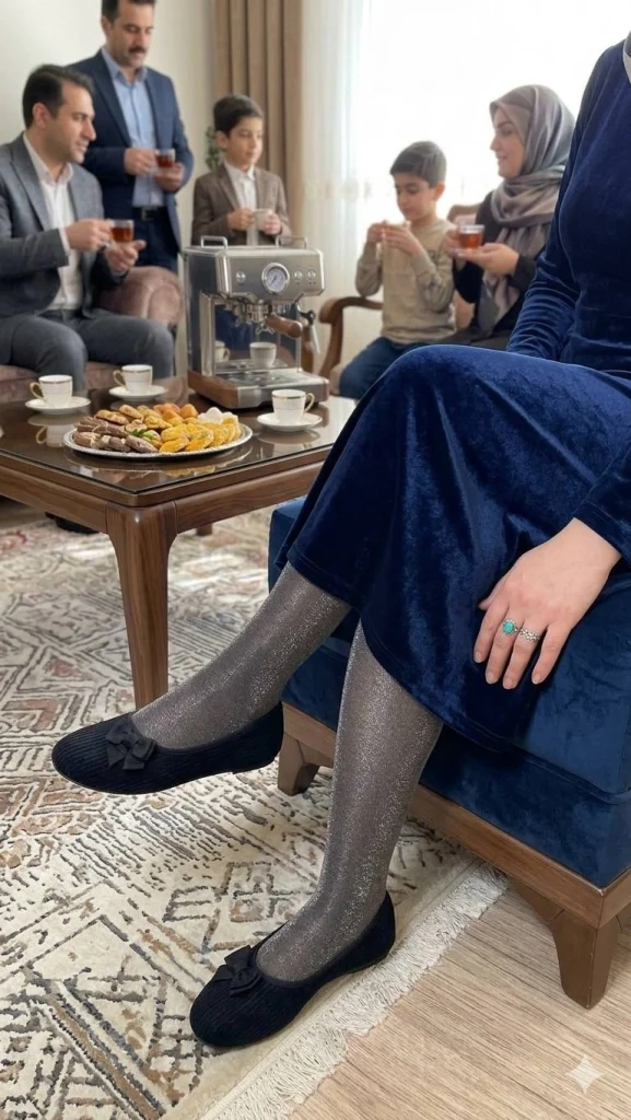 جوراب شلواری شاین یا مات در استایل مهمانی